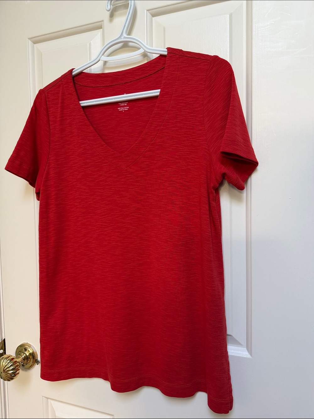 J. Jill sz S Pima Slub-Knit v neck tee - 100% Pima Cotton Deep burnt orange